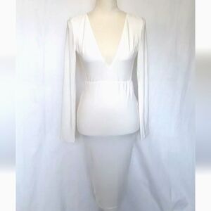 Abyss By Abby Designer Cream Open Back Cocktail Mini Dress XS